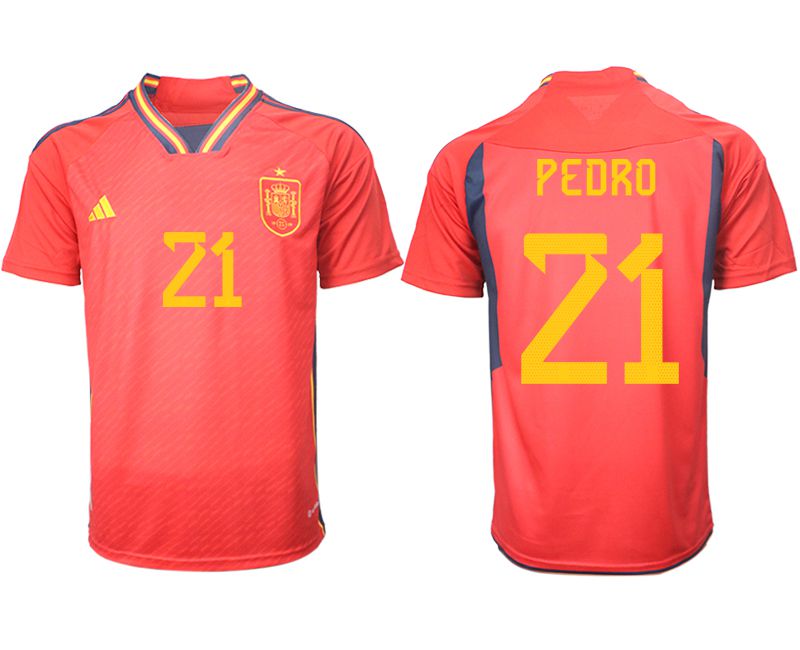 Men 2022 World Cup National Team Spain home aaa version red #21 Soccer Jerseys